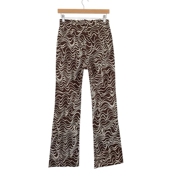 NWT & Other Stories Printed Kick Flare Trousers Twill Cotton Pant Brown Wave 4 - Picture 8 of 15
